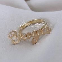 Load image into Gallery viewer, Diamond Cut Cursive Font Personalized Name Ring
