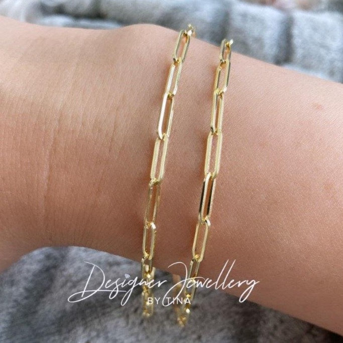 SOLID 10K Gold Paperclip Link Bracelet/Anklet/Chain
