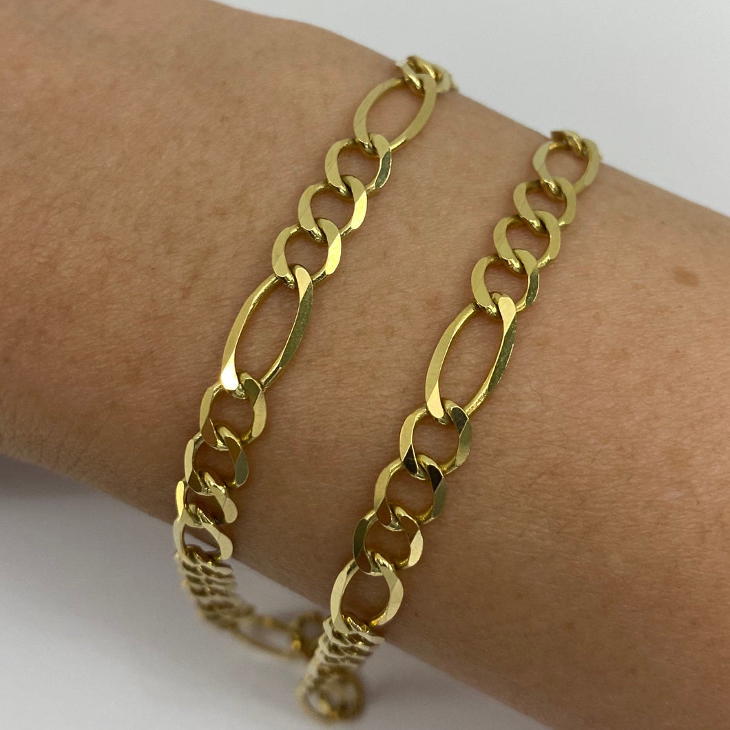 SOLID 10K Gold 5.7 mm Figaro Link Bracelet/Chain