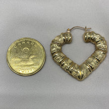 Load image into Gallery viewer, 10K Gold Heart Bamboo Earrings
