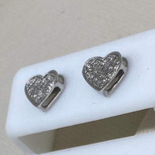 Load image into Gallery viewer, 10K White Gold Screw Back Diamond Heart Stud Earrings
