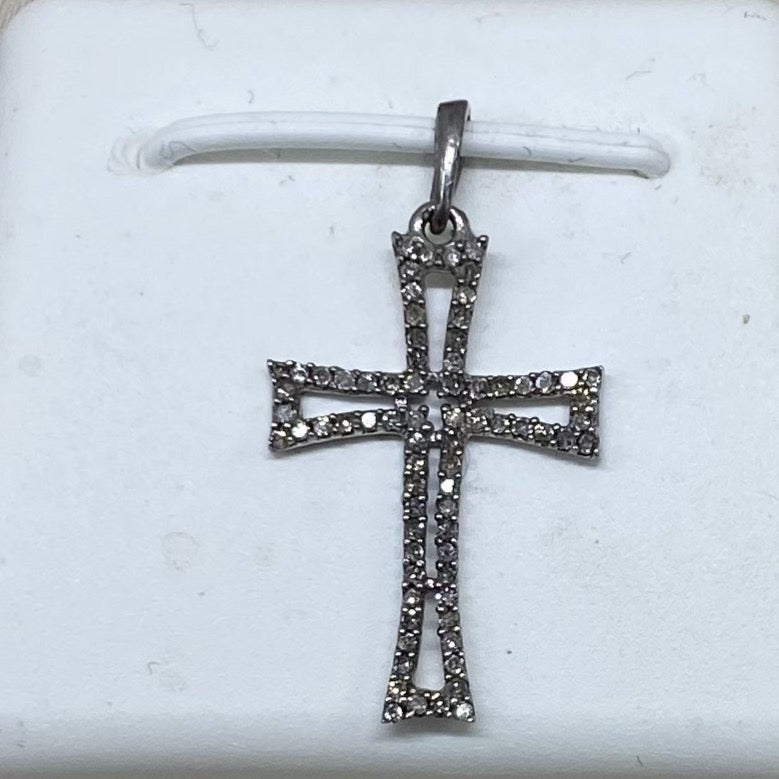 925 Sterling Silver & Diamond Cross Pendant