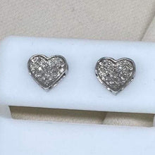 Load image into Gallery viewer, 10K White Gold Screw Back Diamond Heart Stud Earrings
