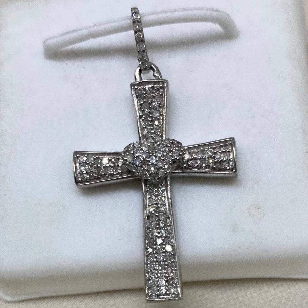 925 Sterling Silver & Diamond Cross Pendant