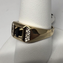 Load image into Gallery viewer, 10K Gold Diamond and Blue Sapphire Ring
