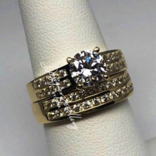 Load image into Gallery viewer, 10K Yellow Gold Cubic Zirconia Two Piece Bridal Set
