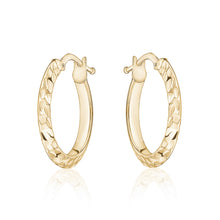 Load image into Gallery viewer, 10K Gold Diamond Cut Knife Edge Hoop Earrings (Small)
