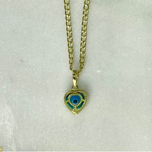 Load image into Gallery viewer, 10K Gold Blue Heart Evil Eye Charm/Bracelet/Necklace
