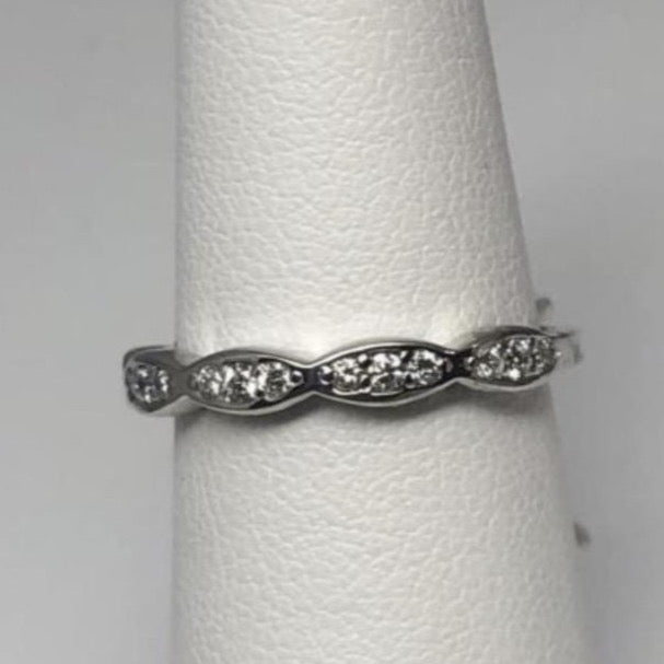 14K White Gold Diamond Stackable Band Ring