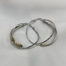 Load image into Gallery viewer, 10K Two Tone Gold Twisted Hoop Earrings
