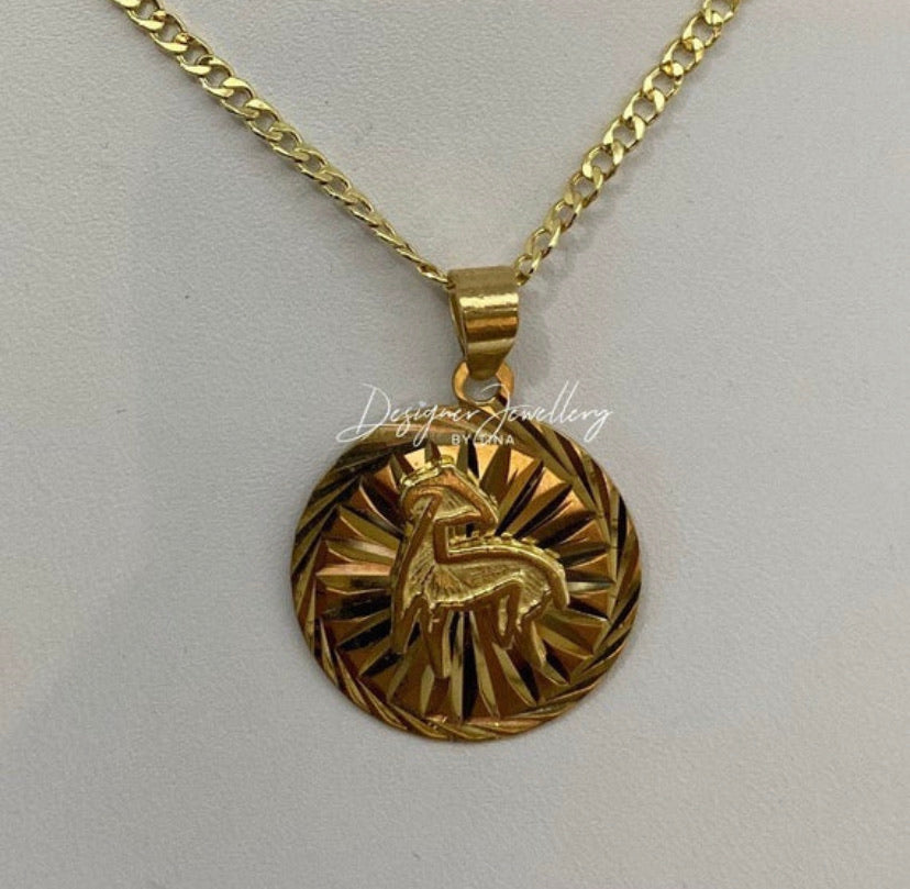 10K Gold Zodiac Medallion Necklace