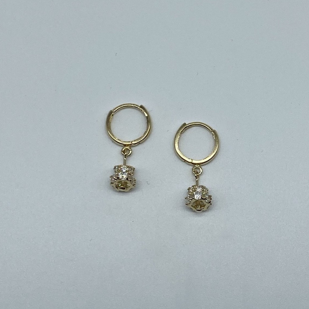 10K Yellow Gold Dangling Cubic Zirconia Earrings