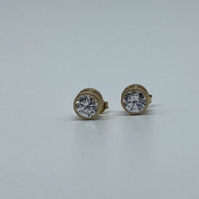 Load image into Gallery viewer, 10K Double Gallery Bezel Set Cubic Zirconia Stud Earrings

