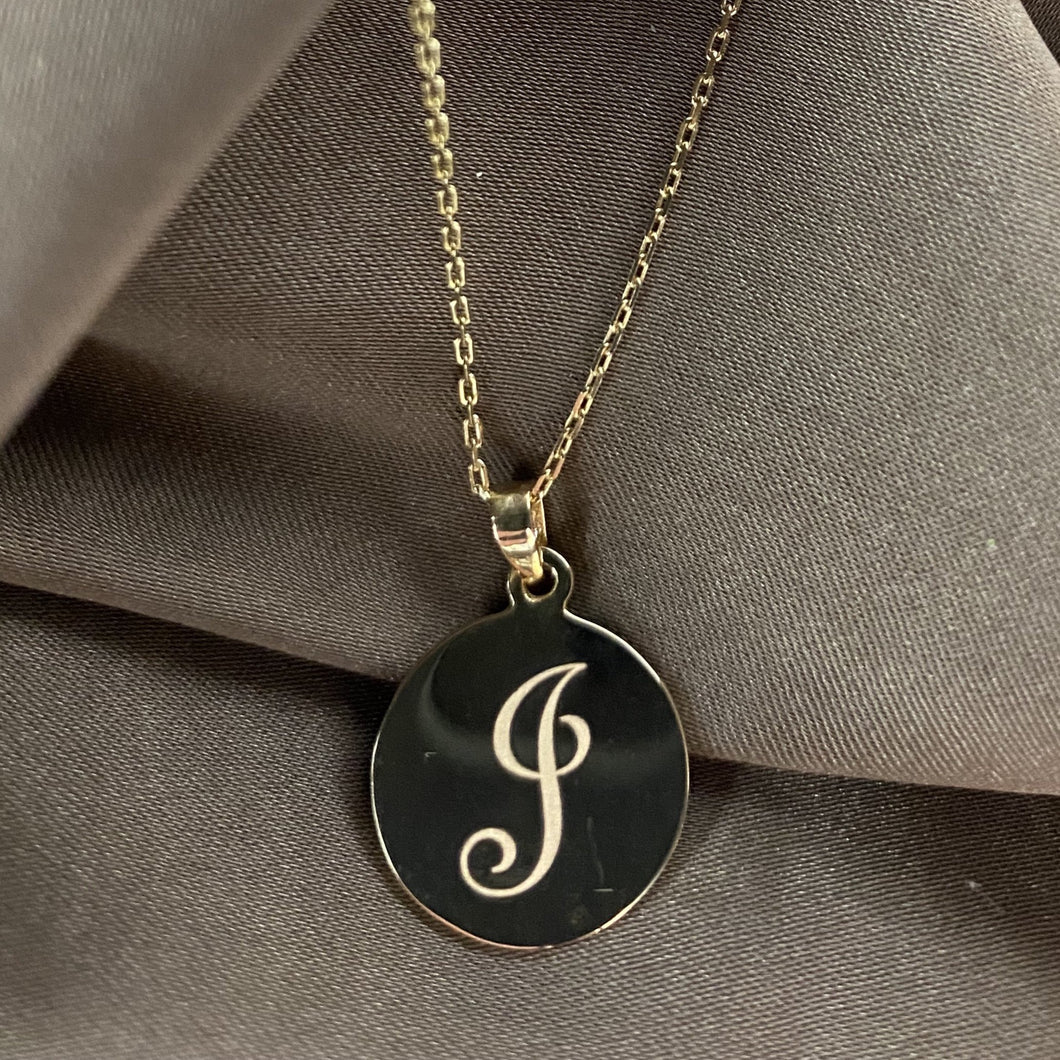 10K Gold Personalized Initial Mini Disc Necklace