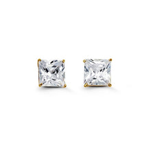 Load image into Gallery viewer, Special Edition 14K Gold 7 mm Square CZ Stud Earrings
