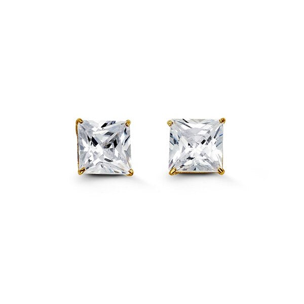 Special Edition 14K Gold 7 mm Square CZ Stud Earrings
