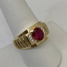 Load image into Gallery viewer, 10K Gold Cubic Zirconia and Ruby Ring
