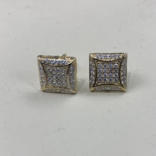 Load image into Gallery viewer, Mens 10K CZ Square Stud Earrings
