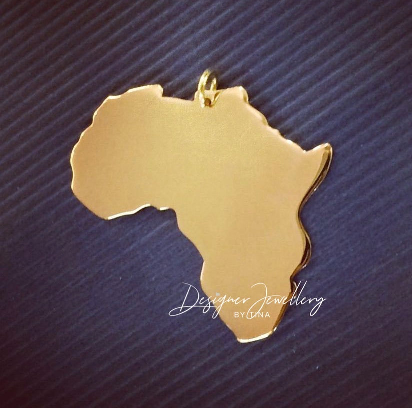 Custom 10K Gold Africa Map Pendant