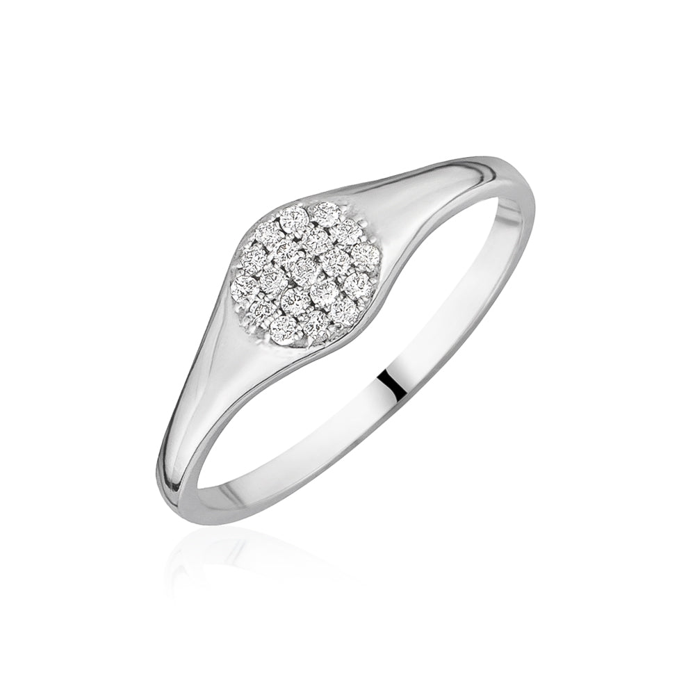 Mini 14K Gold Diamond Signet Ring