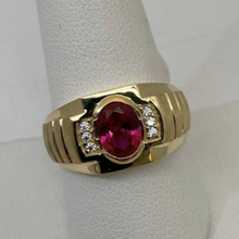 Load image into Gallery viewer, 10K Gold Cubic Zirconia and Ruby Ring
