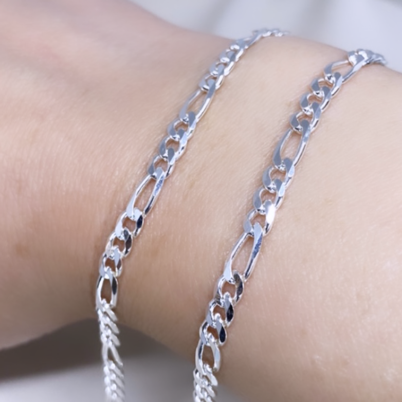 925 Sterling Silver 4 mm Figaro Link