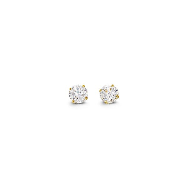 Special Edition 14K Gold 4 mm Round CZ Stud Earrings