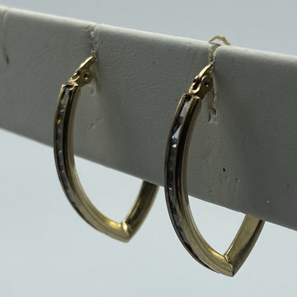 10K Yellow Gold Large Sized V Shaped Earrings