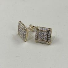 Load image into Gallery viewer, Mens 10K CZ Square Stud Earrings
