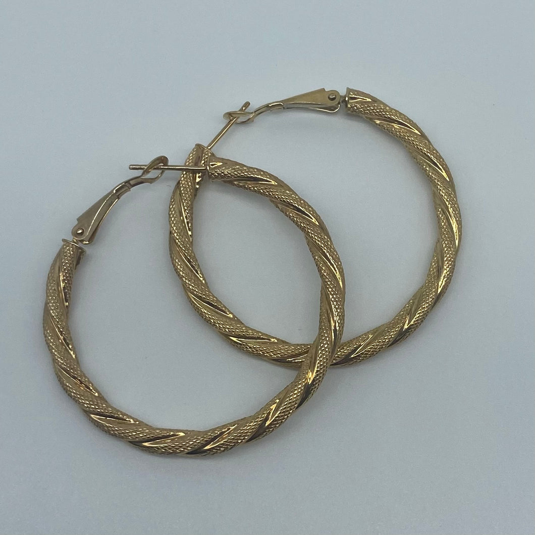10K Gold Twisted Hoop Earrings