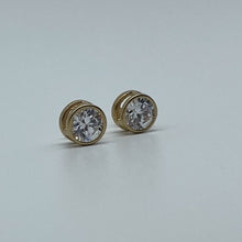 Load image into Gallery viewer, 10K Double Gallery Bezel Set Cubic Zirconia Stud Earrings
