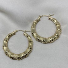 Load image into Gallery viewer, 10K Gold Old School Bamboo Hoop Earrings
