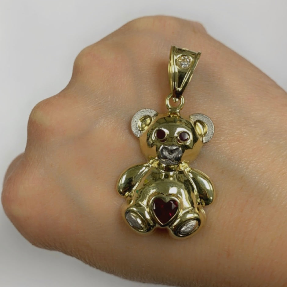 10K Gold Oversized Teddy Bear Pendant