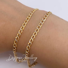 Load image into Gallery viewer, 10K Gold 4mm Two Tone Curb Link Bracelet/Anklet/Chain
