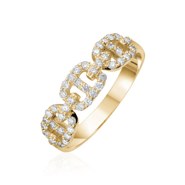 14K Gold Diamond Chain Link Ring