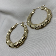 Load image into Gallery viewer, 10K Gold Old School Bamboo Hoop Earrings
