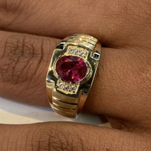 Load image into Gallery viewer, 10K Gold Cubic Zirconia and Ruby Ring
