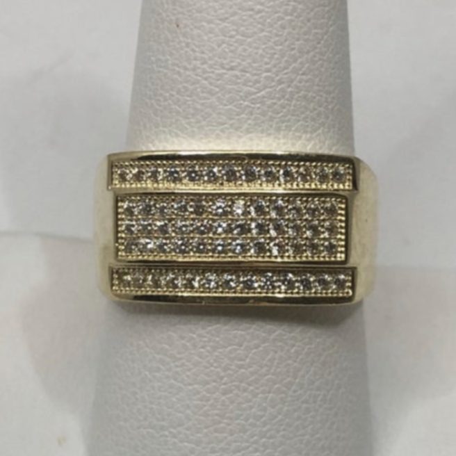 10K Yellow Gold Cubic Zirconia Signet Ring