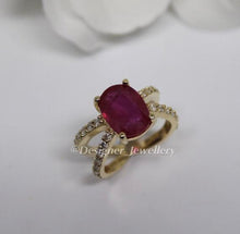 Load image into Gallery viewer, 14K Gold Diamond and Ruby Criss Cross Ring
