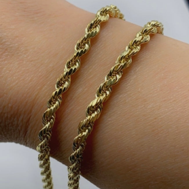 Gold 4 mm Diamond Cut Rope Chain