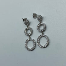 Load image into Gallery viewer, Ladies 10K White Gold Dangling Halo Earrings
