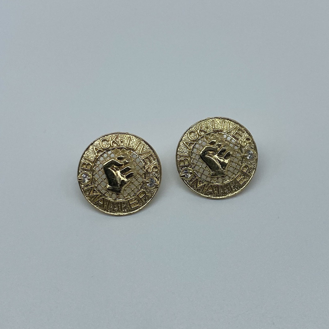 10K Cubic Zirconia BLM Stud Earrings