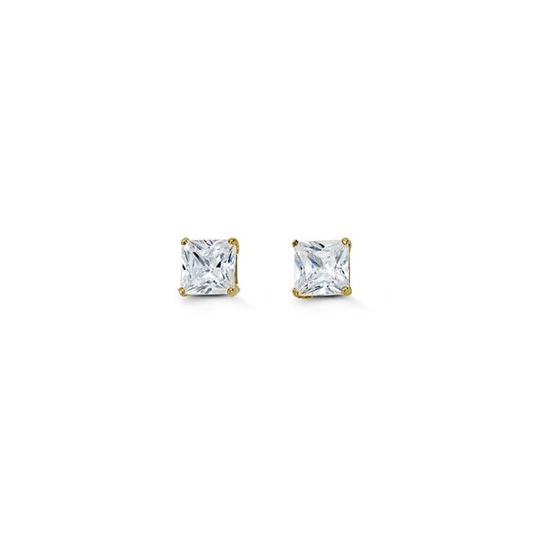 Special Edition 14K Gold 4 mm Square CZ Stud Earrings