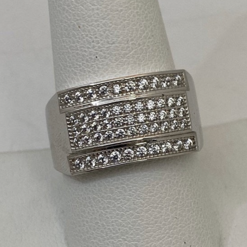 10K White Gold Cubic Zirconia Signet Ring