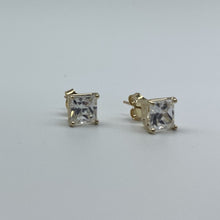 Load image into Gallery viewer, 10K Gold 6.8 mm Princess Cut Cubic Zirconia Stud Earrings
