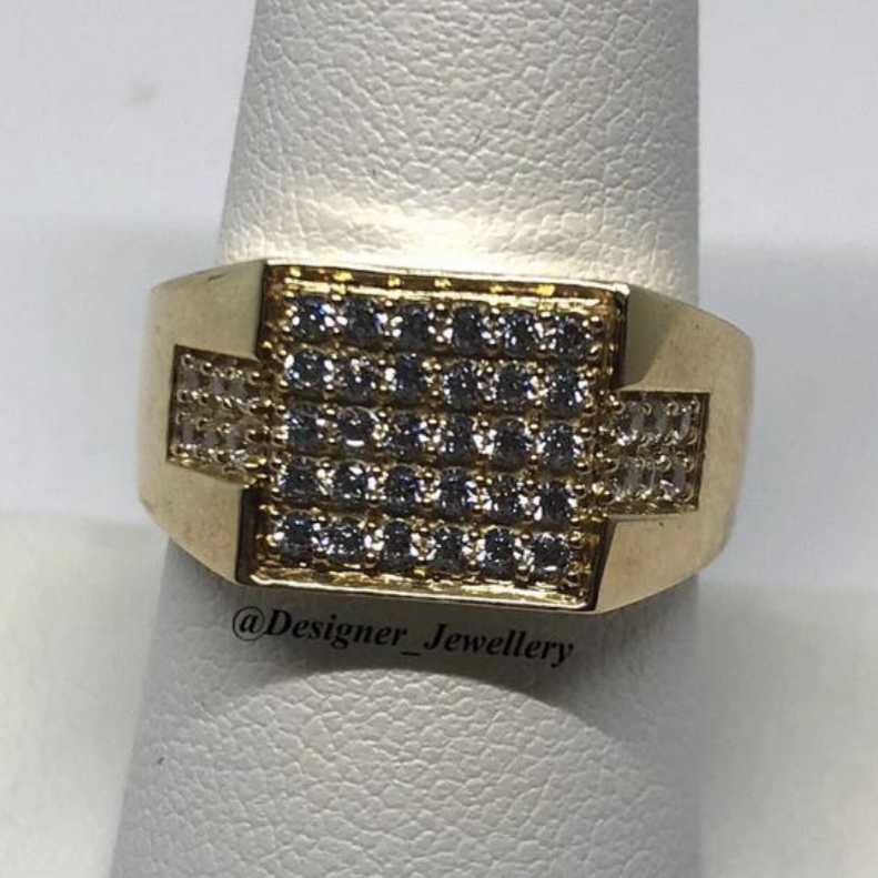 10K Gold Cubic Zirconia Signet Ring