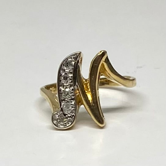 10K Gold Diamond Initial Ring