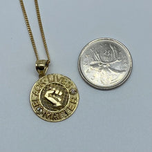 Load image into Gallery viewer, 10K Gold Cubic Zirconia BLM Medallion Necklace
