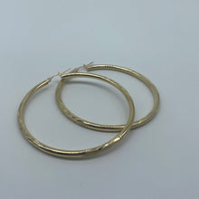 Load image into Gallery viewer, Medium 10K Gold Frosted Diamond Cut Hoop Earrings
