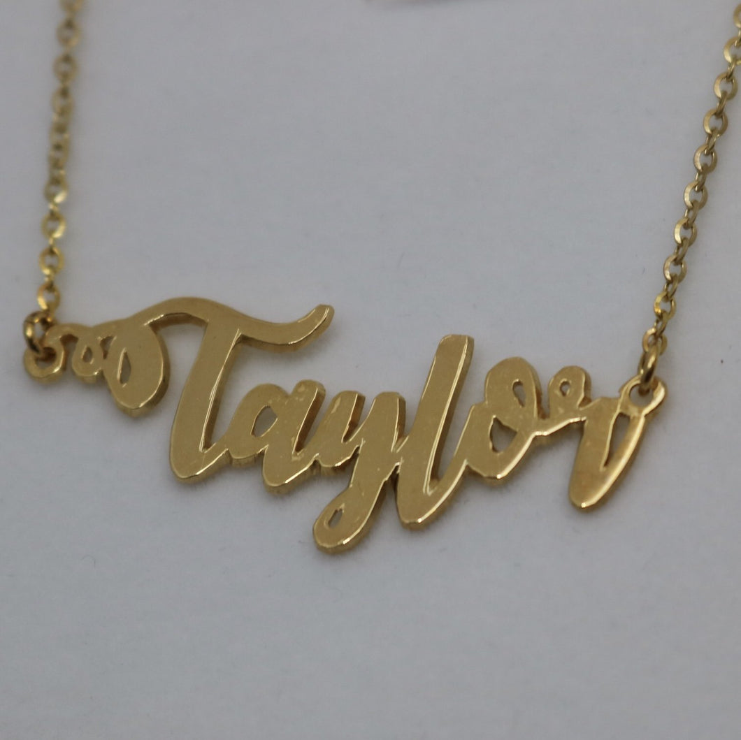 High Polish Festive Font Personalized Name Necklace with Rolo Chain